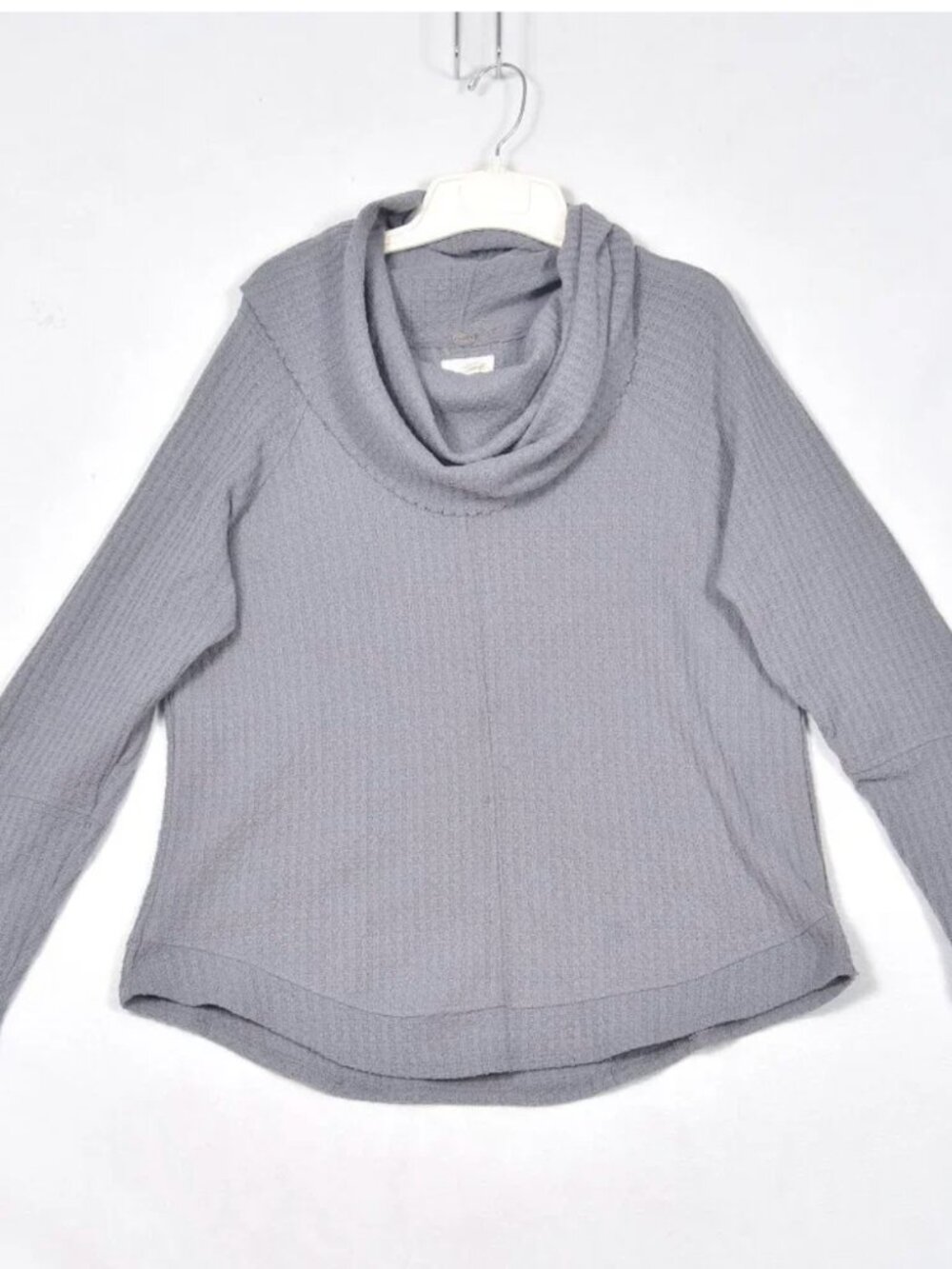 Cupio Sweater Women's Size Large  Grey Cowl Neck Knit Long Sleeve Tunic Stretch